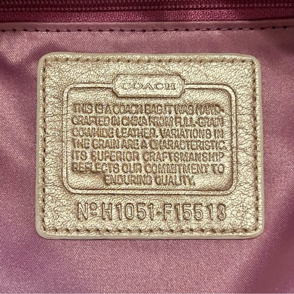 Coach Ashley Cream and Metallic Gold Leather Shoulder Bag - Picture 4 of 14